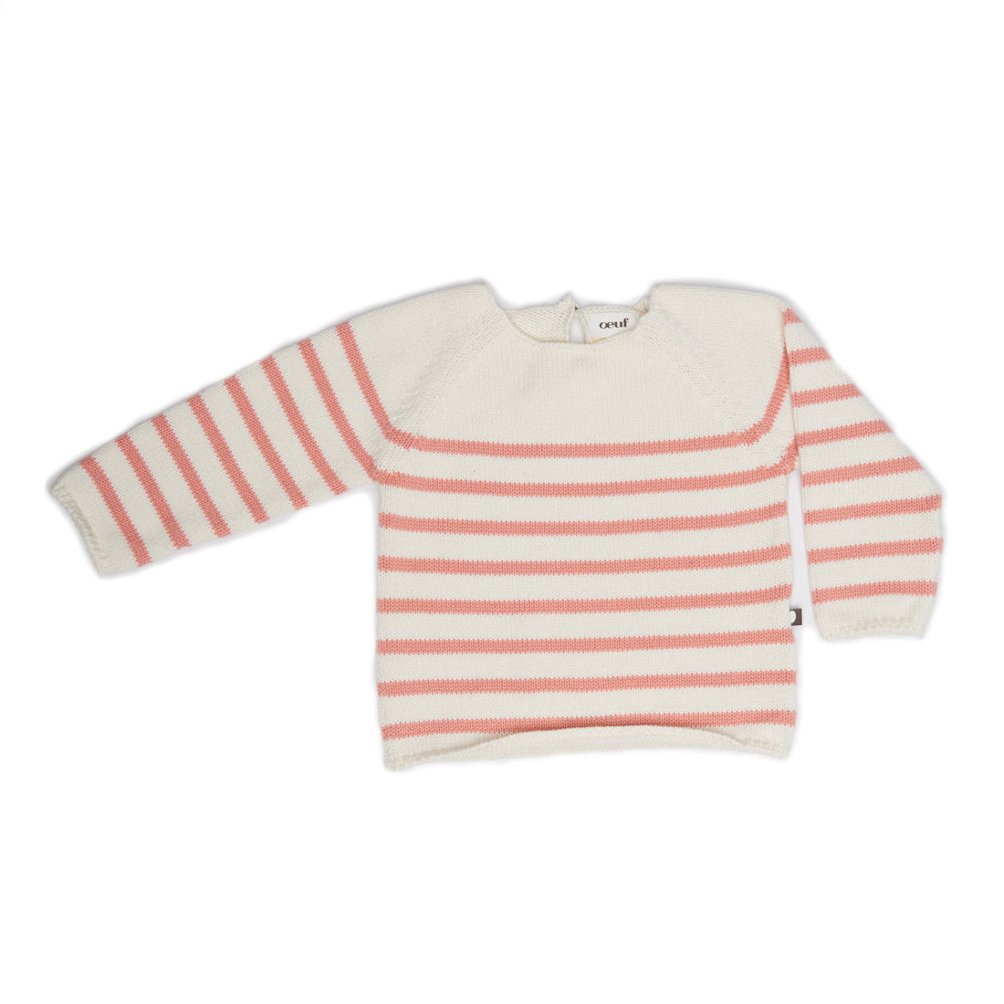 Oeuf Cream/Peach Striped Sweater - Ladida
