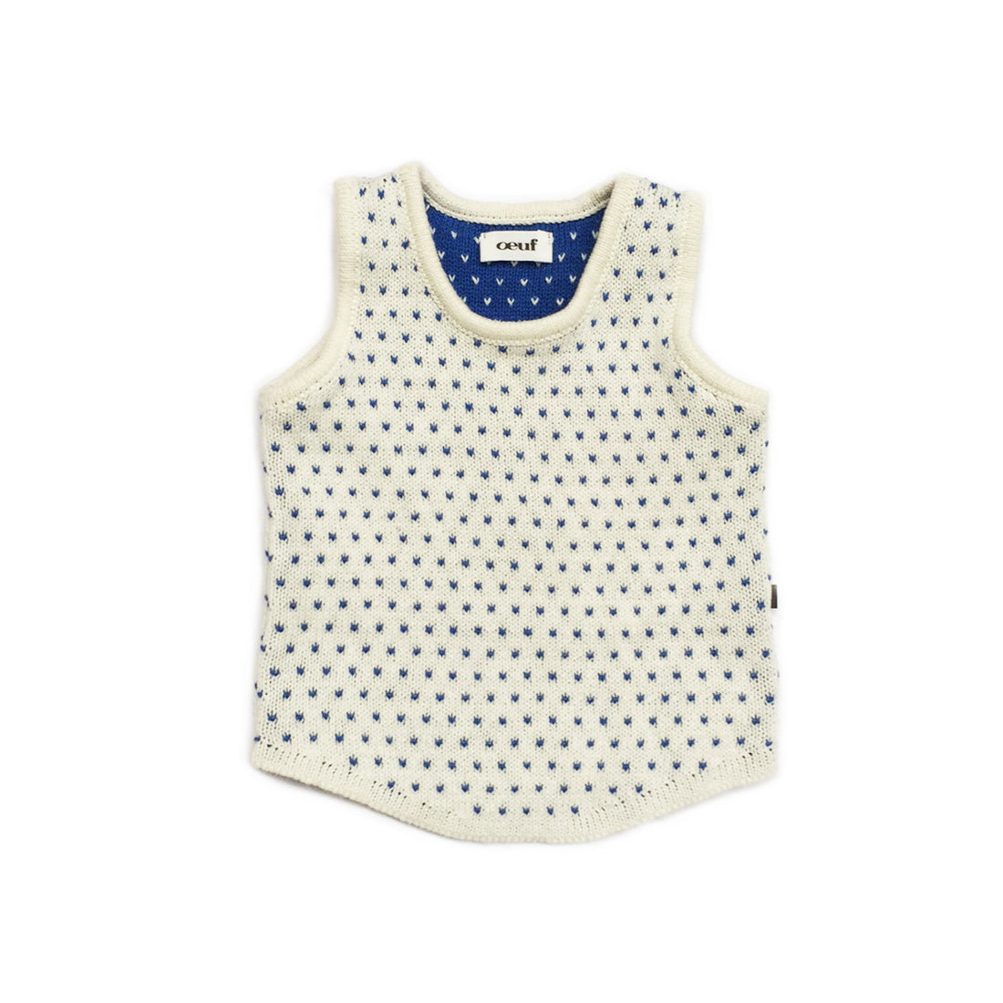 Oeuf Cream/Sapphire Dot Knit Tank - Ladida