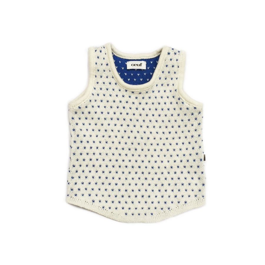 Oeuf Cream/Sapphire Dot Knit Tank - Ladida