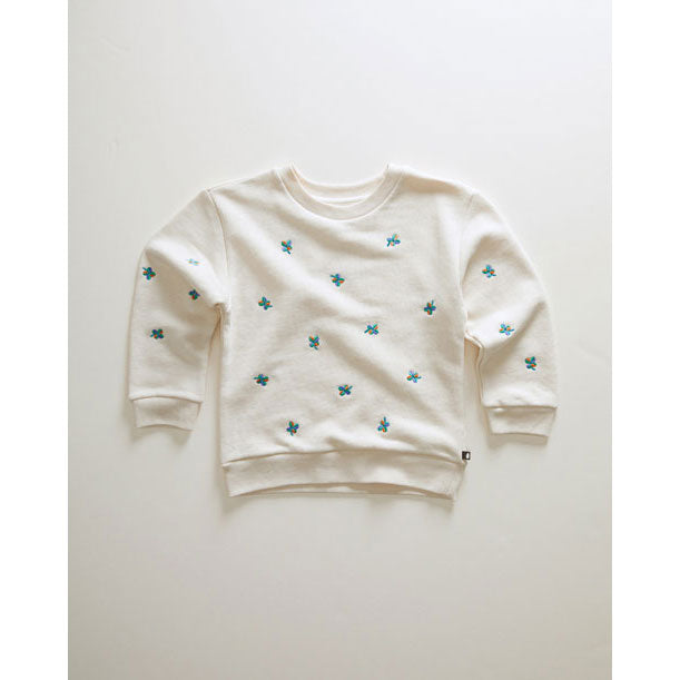Oeuf sweatshirts Oeuf Swisseatshirt - Gardenia/Clover Print Embroidered sweatshirt