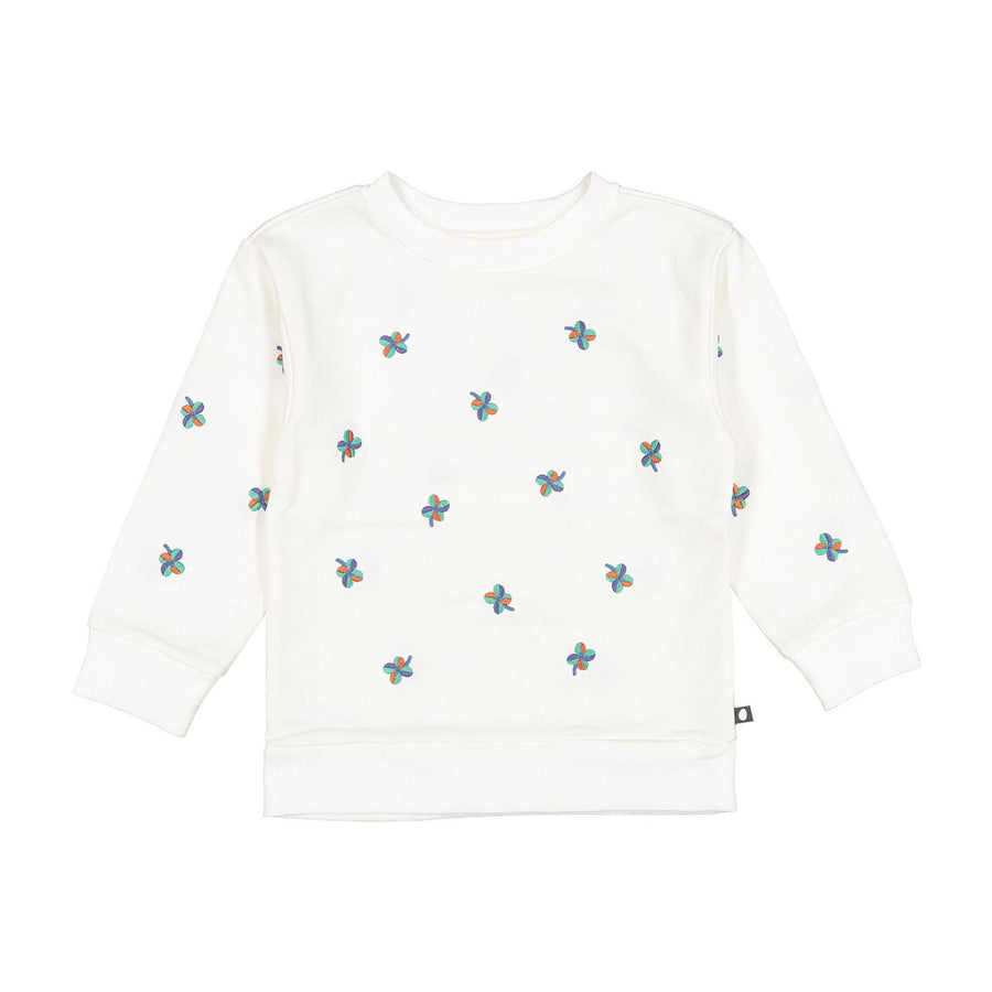 Oeuf sweatshirts Oeuf Swisseatshirt - Gardenia/Clover Print Embroidered sweatshirt