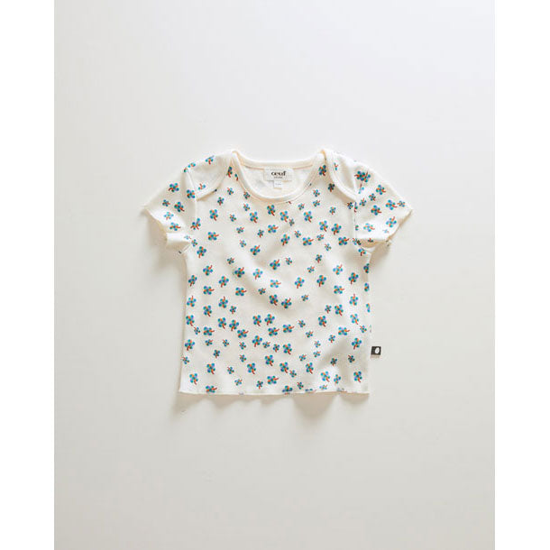 Oeuf tees Oeuf Baby Pima Tee - Gardenia/Clover Print