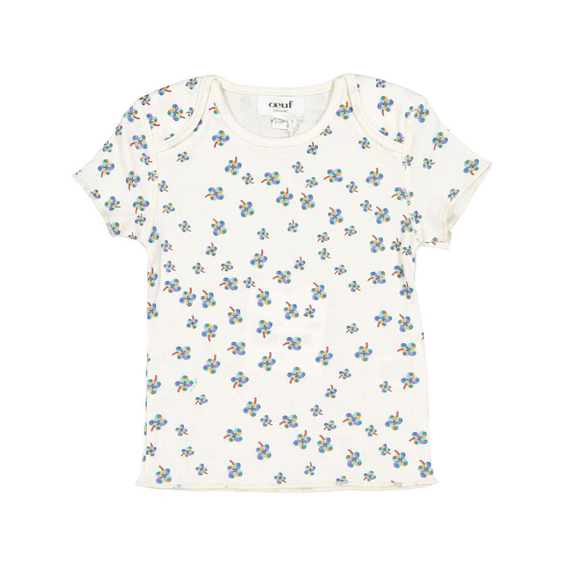 Oeuf tees Oeuf Baby Pima Tee - Gardenia/Clover Print