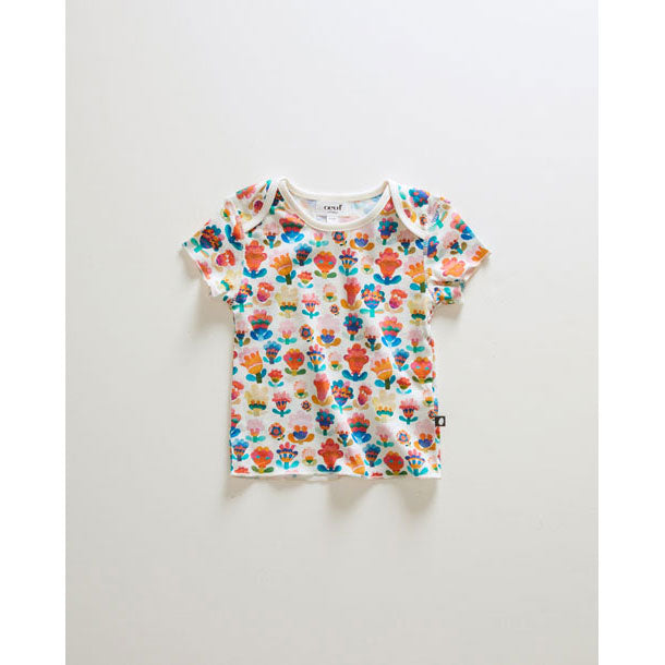 Oeuf tees Oeuf Baby Pima Tee - Gardenia/Large Flower