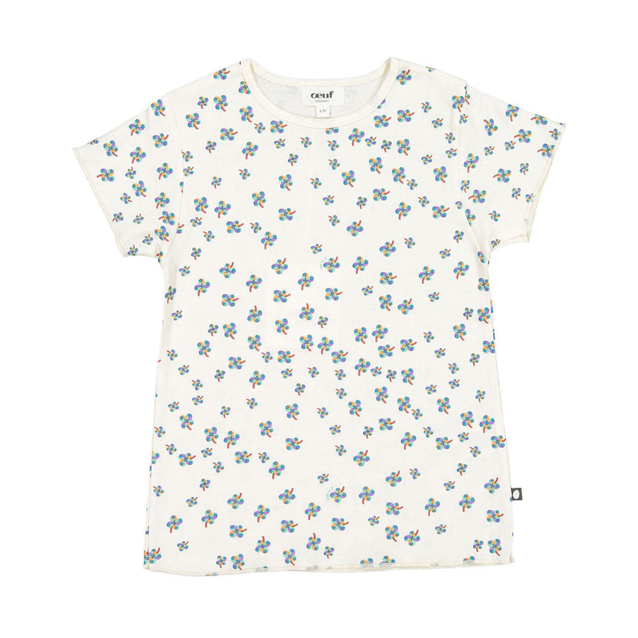 Oeuf tees Oeuf Kid Pima Tee - Gardenia/Clover Print