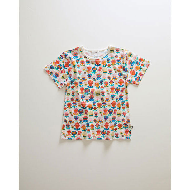 Oeuf tees Oeuf Kid Pima Tee - Gardenia/Large Flower