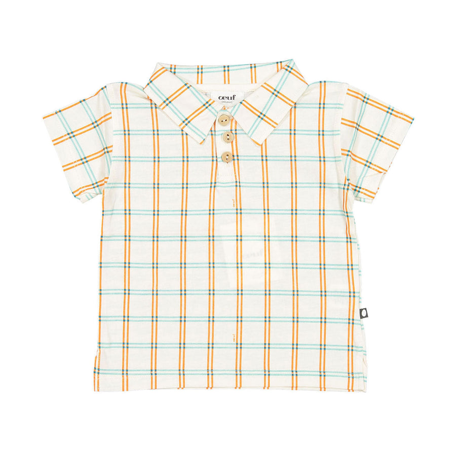 Oeuf tees Oeuf Polo - Gardenia/Check Jersey polo