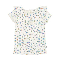 Oeuf tees Oeuf Ruffle Collar Tee - Gardenia/Clover Print