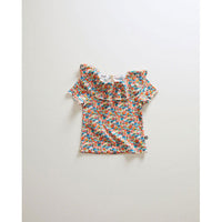 Oeuf tees Oeuf Ruffle Collar Tee - Gardenia/Intense Flower ruffle