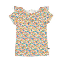 Oeuf tees Oeuf Ruffle Collar Tee - Gardenia/Intense Flower ruffle