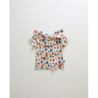 Oeuf tees Oeuf Ruffle Collar Tee - Gardenia/Large Flower ruffle