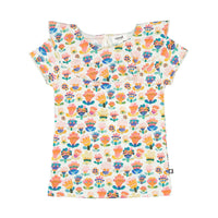 Oeuf tees Oeuf Ruffle Collar Tee - Gardenia/Large Flower ruffle