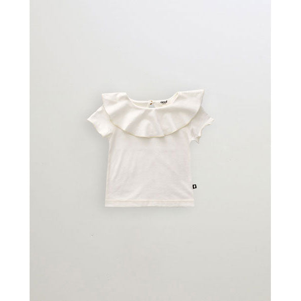 Oeuf tees Oeuf Ruffle Collar Tee - Gardenia ruffle