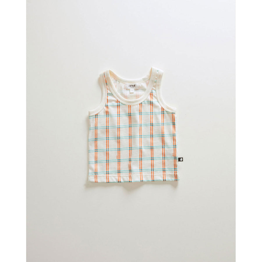 Oeuf tees Oeuf Tank Top - Gardenia/Check Jersey