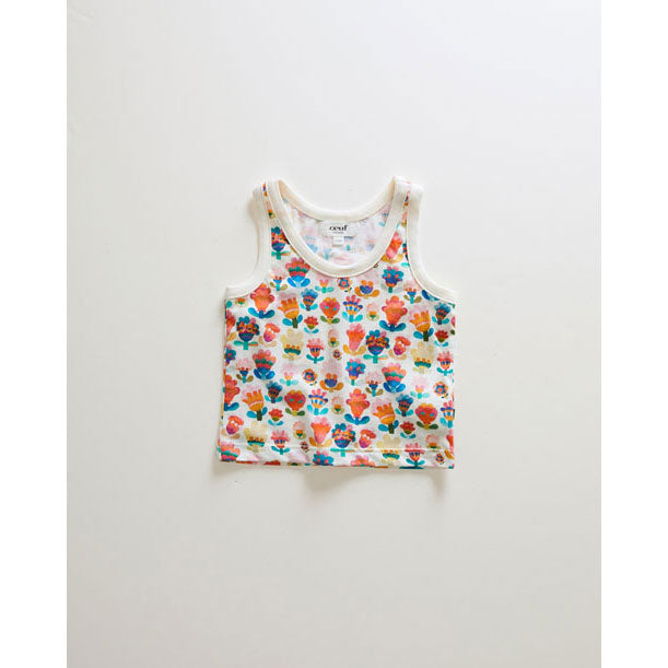 Oeuf tees Oeuf Tank Top - Gardenia/Large Flower