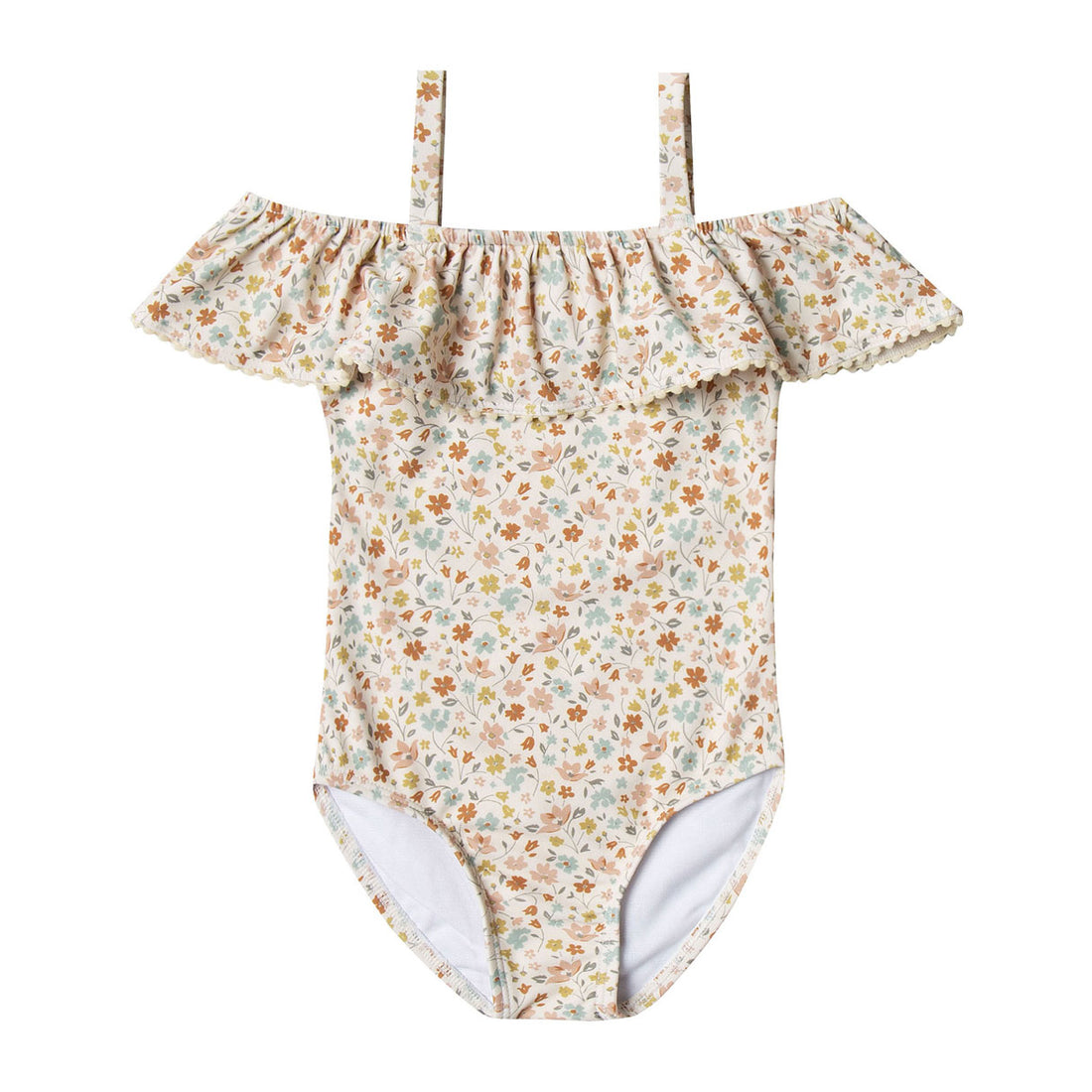 Rylee and Cru Natural Flower Field Off the Shoulder Onepiece