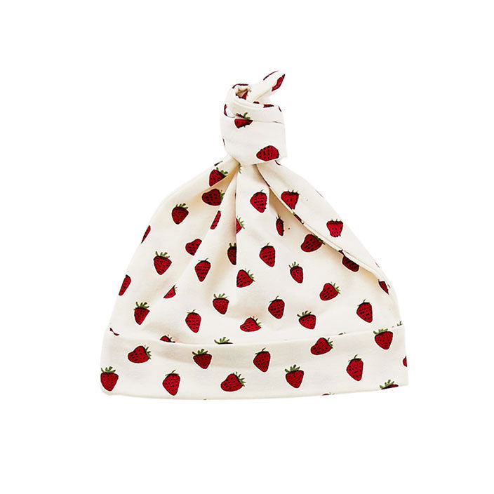 Pink Chicken Mini Strawberries Organic Newborn Hat