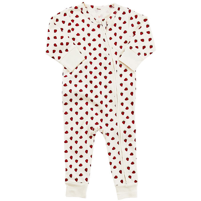 Pink Chicken Strawberries Organic Romper