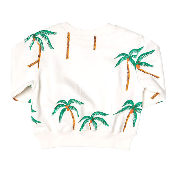 Pink Chicken Organic Sweatshirt - Cream Palm Trees