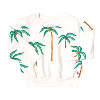 Pink Chicken Organic Sweatshirt - Cream Palm Trees
