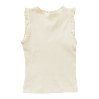 Pink Chicken Antique White Organic Rufle Rib Tank
