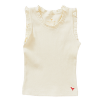 Pink Chicken Antique White Organic Rufle Rib Tank