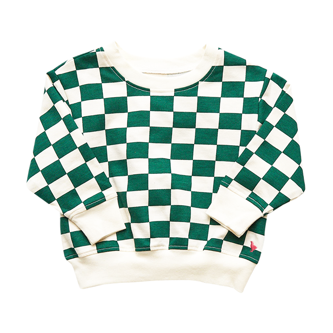 Pink Chicken Organic Sweatshirt - Evergreen Check