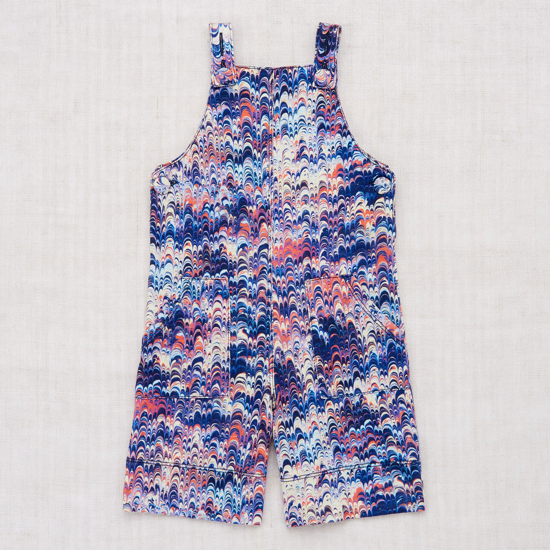 Misha and Puff Maritime Blue Marble Overall Shorts