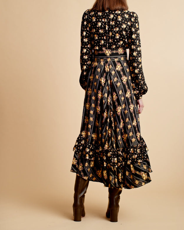 By Timo Floral Stripe Combo Soft Twill Midi Dress