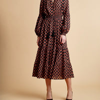 By Timo Red Flowers Bohemian Midi Dress