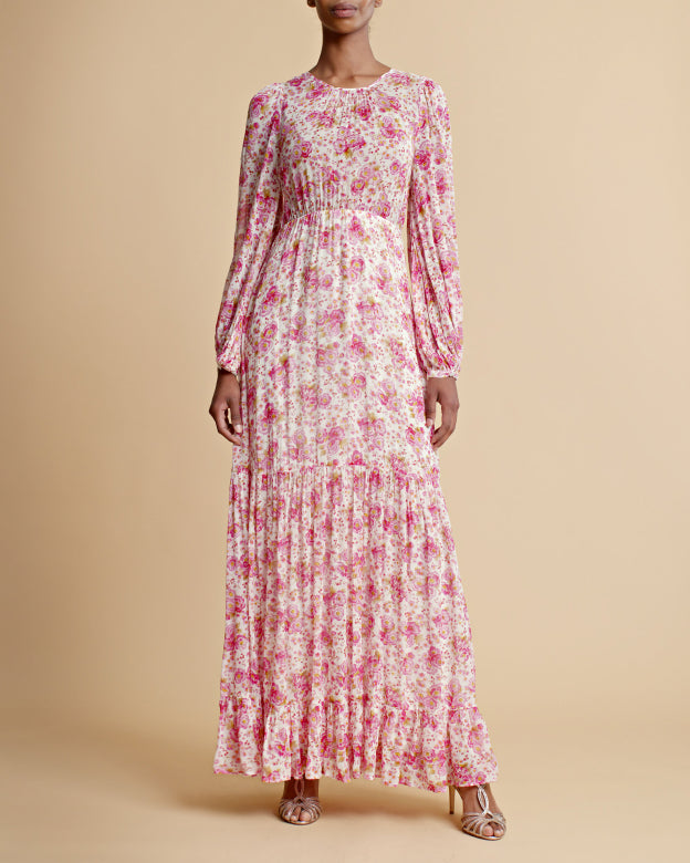 by Timo Pink Blossom Georgette Open Back Dress