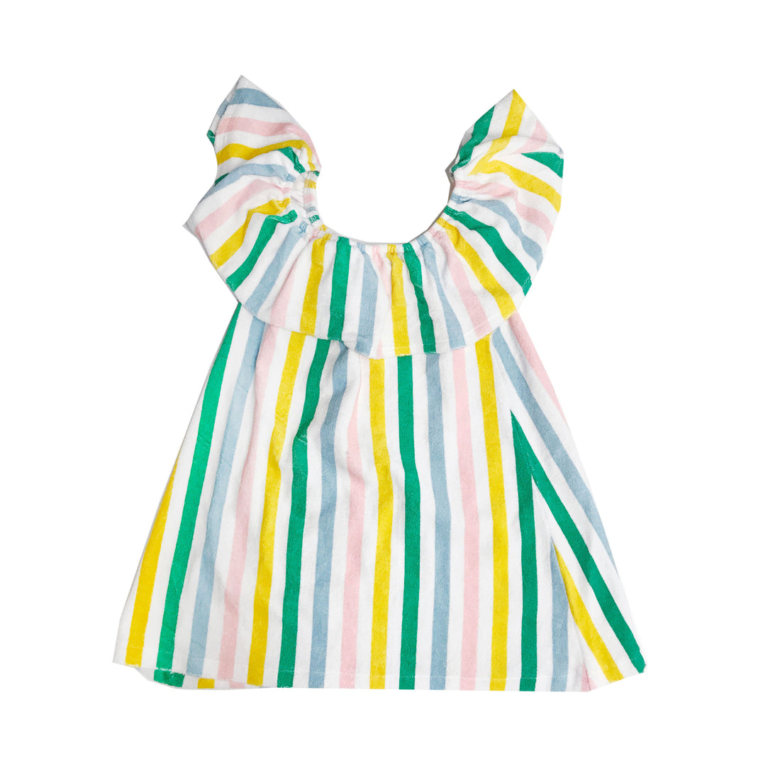 Hugo Loves Tiki Pastel Stripes Terry Ruffled Dress