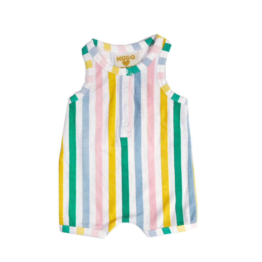 Hugo Loves Tiki Pastel Stripe Short Leg Terry Romper