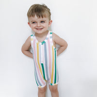 Hugo Loves Tiki Pastel Stripe Short Leg Terry Romper