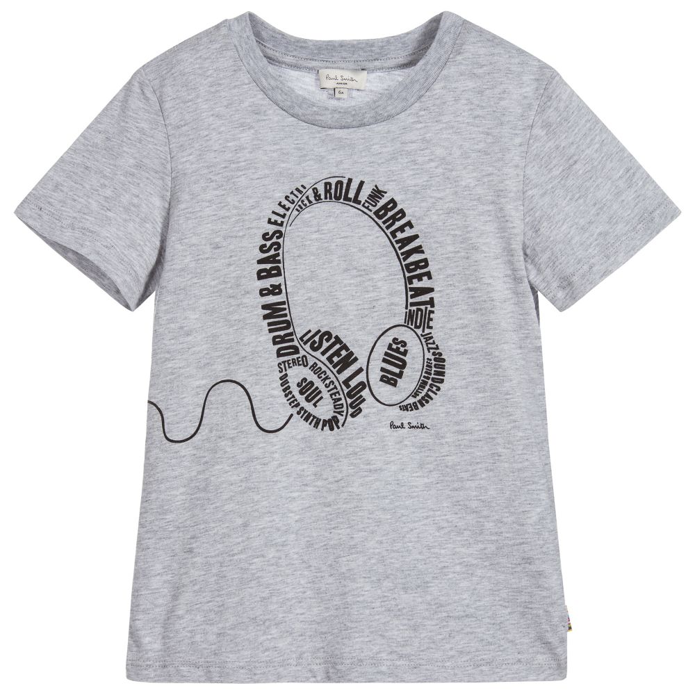 Paul Smith Junior Grey Typographic Headphones Tee