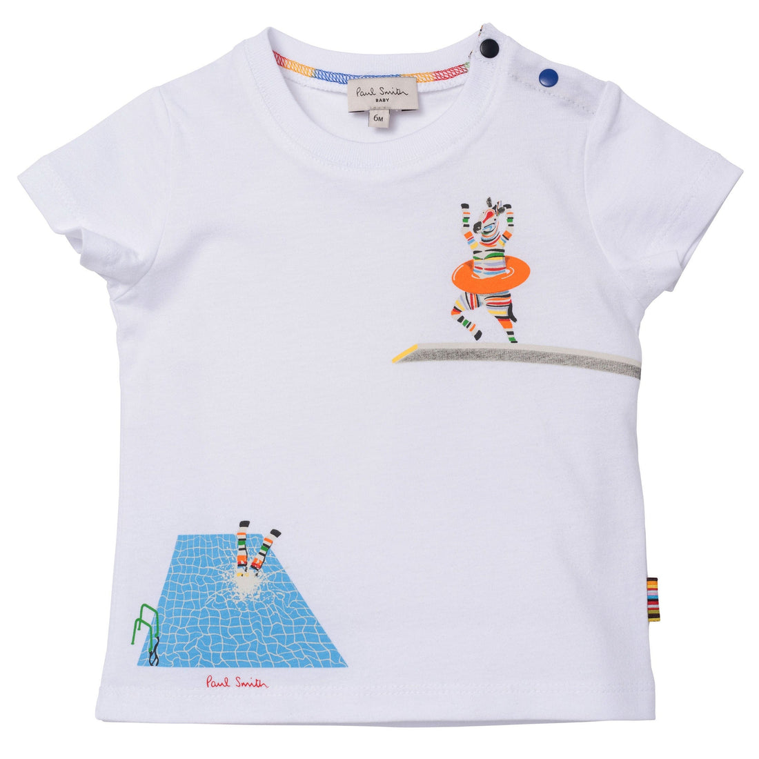 Paul Smith tees Paul Smith White Pool Zebra Baby Tee
