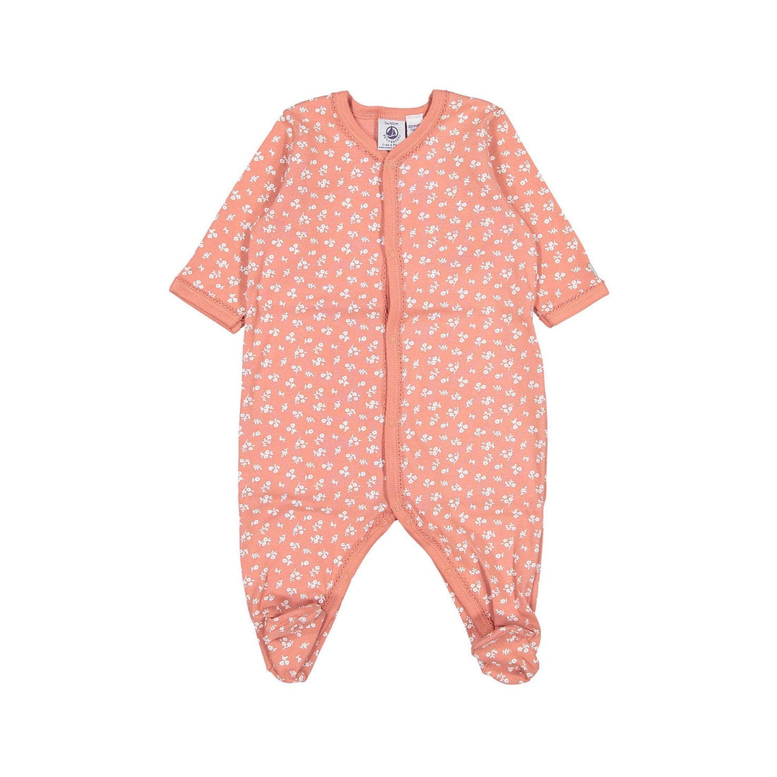 Petit Bateau footies Petit Bateau Pink Front Snap Floral Footie