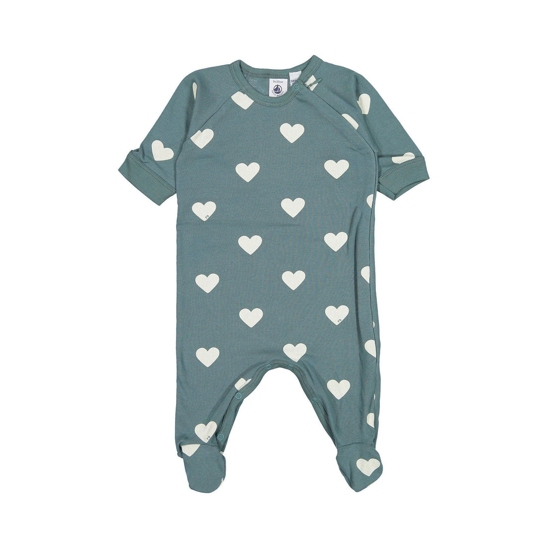 Petit Bateau footies Petit Bateau Side Zip Blue Heart Print Footie