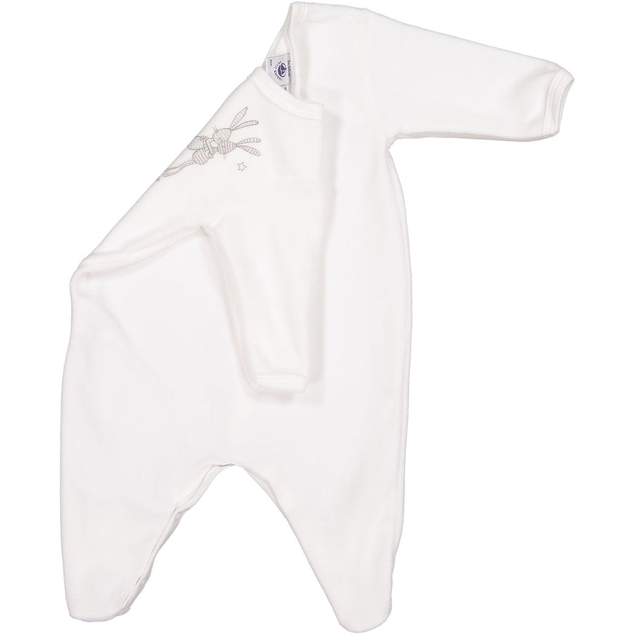 Petit Bateau Rompers and Bodysuits Petit Bateau White 2 Pack Velour Footies
