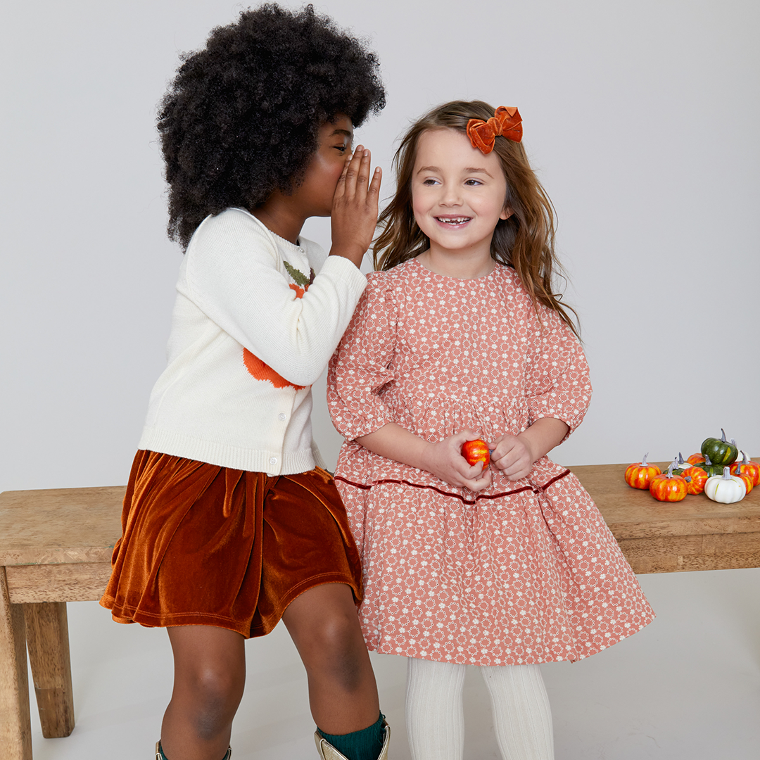 Pink Chicken Gianna Skirt - Burnt Orange Velour