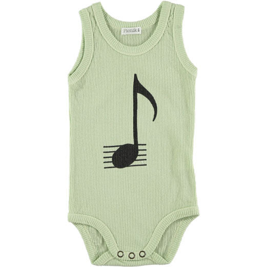 Picnik bodysuits Picnik Green Music Note Bodysuit