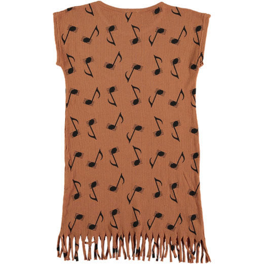 Picnik dresses Picnik Brown Music Note Fringe Adah Dress