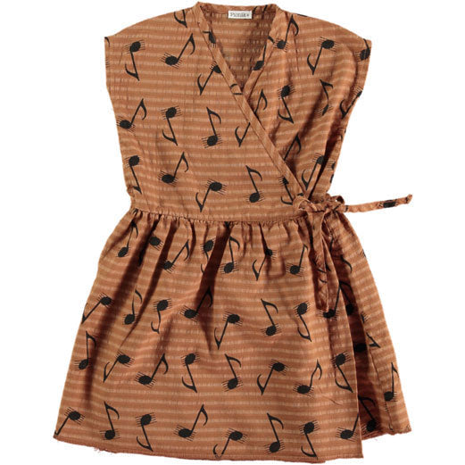 Picnik dresses Picnik Brown Music Note Wrap Dress