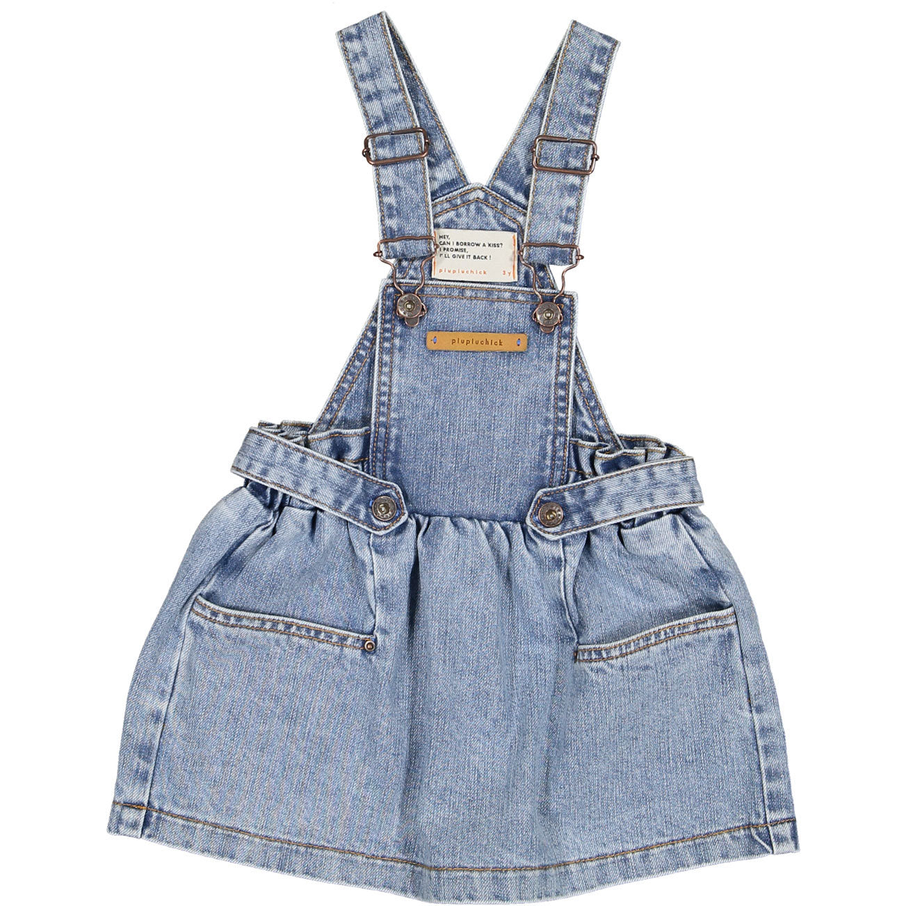 Piupiuchick Light Blue Washed Denim Dungarees Dress – Ladida