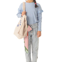 Piupiuchick Light Blue Little Star Frill Long Sleeve Tee