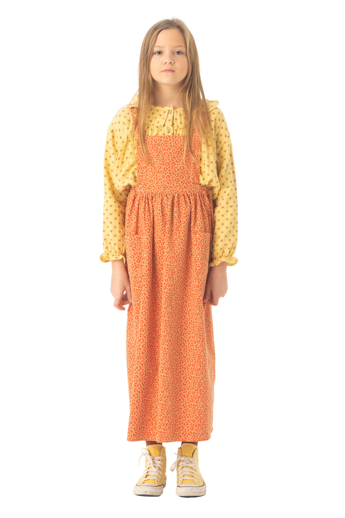 Piupiuchick Pastel Coral Animal Print Long Apron Dress