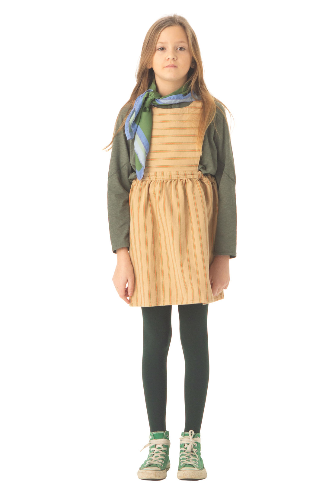Piupiuchick Light Brown Stripe Sleeveless Dress