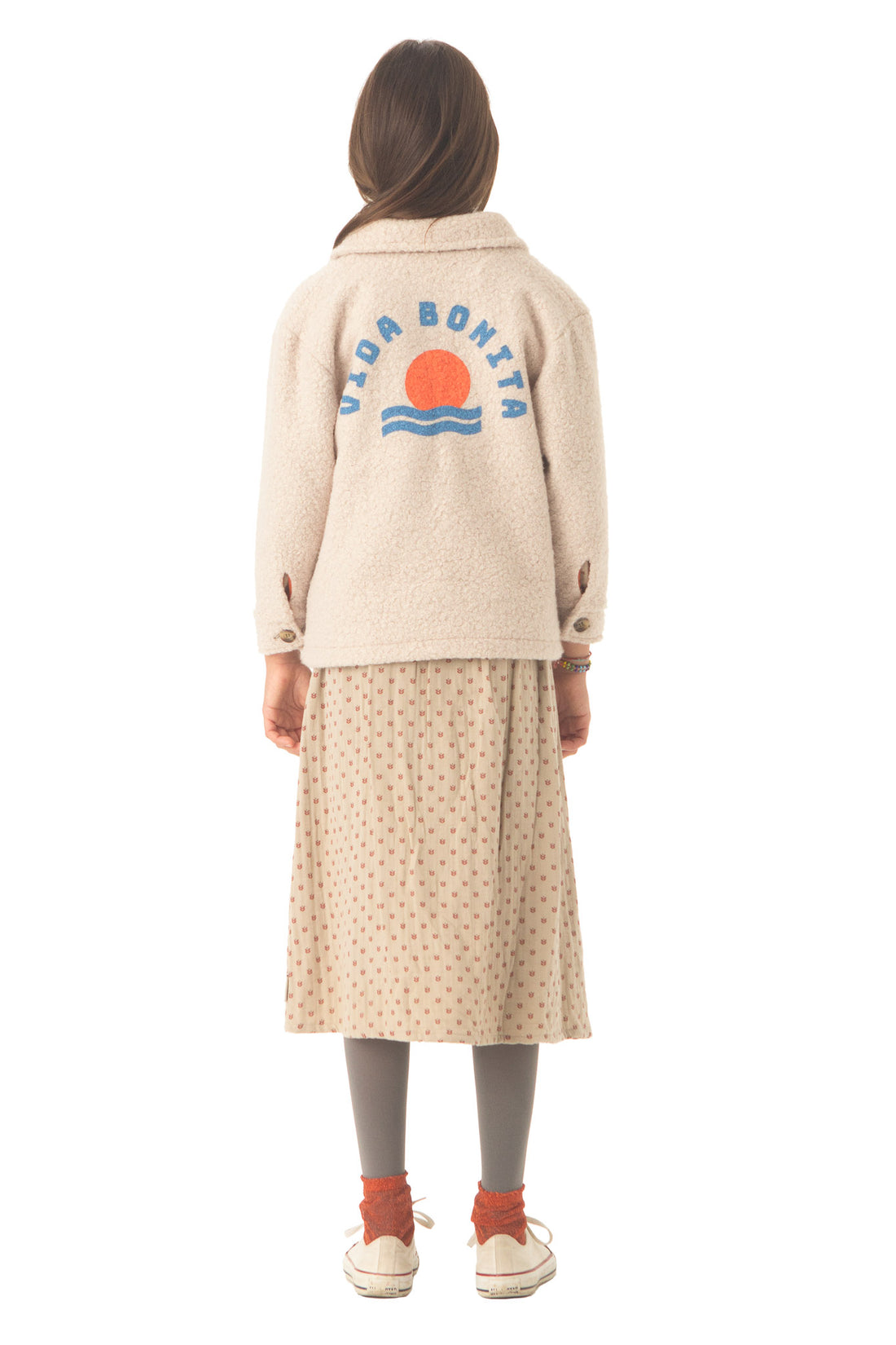 Piupiuchick Taupe Little Flowers Frilled Long Skirt