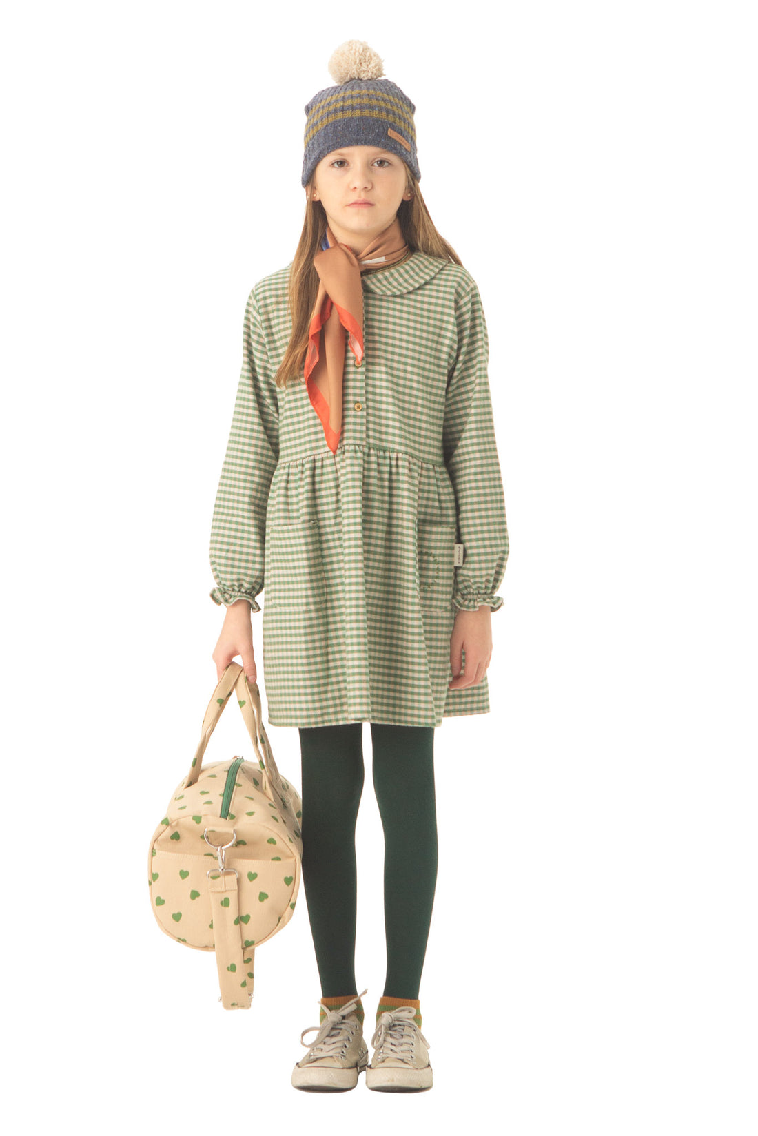 Piupiuchick Green Checkered Peter Pan Dress