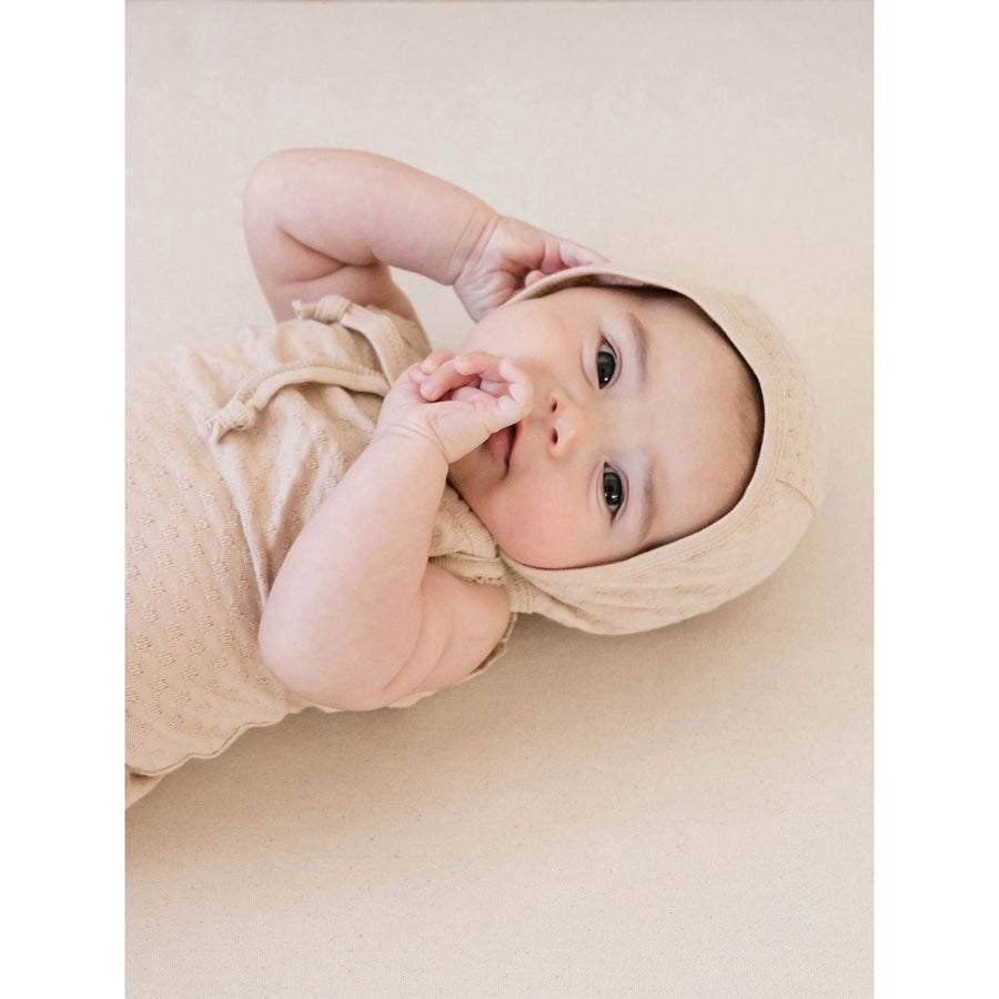 Quincy Mae Rose Organic Pointelle Baby Bonnet
